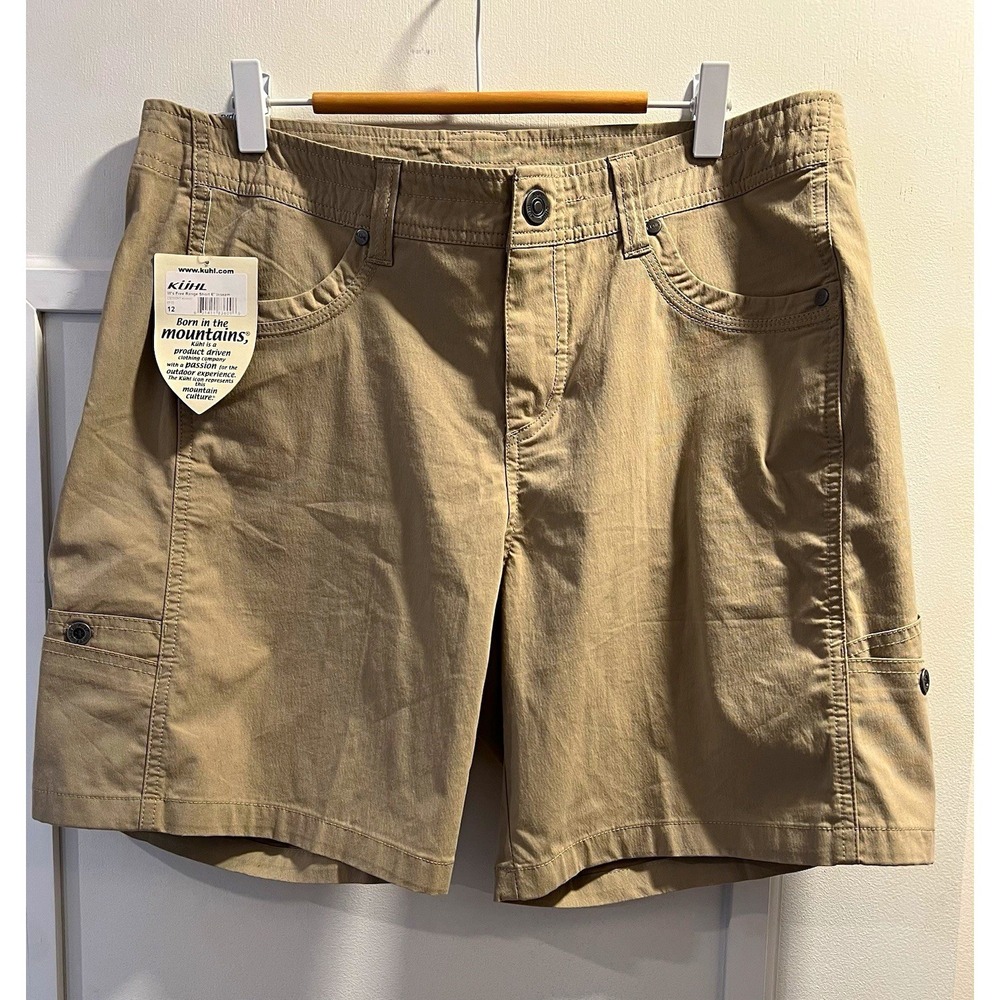 KÜHL W's Free Range Women's Size 12 Khaki Cargo Shorts Flat Front Pockets 7"